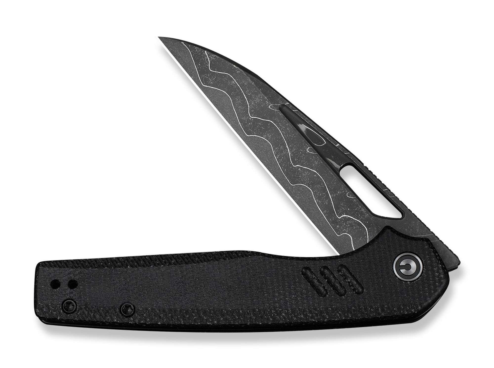 Briceag Guile Damascus Black Micarta CIVIVI- Lama Damasc, Maner Micarta