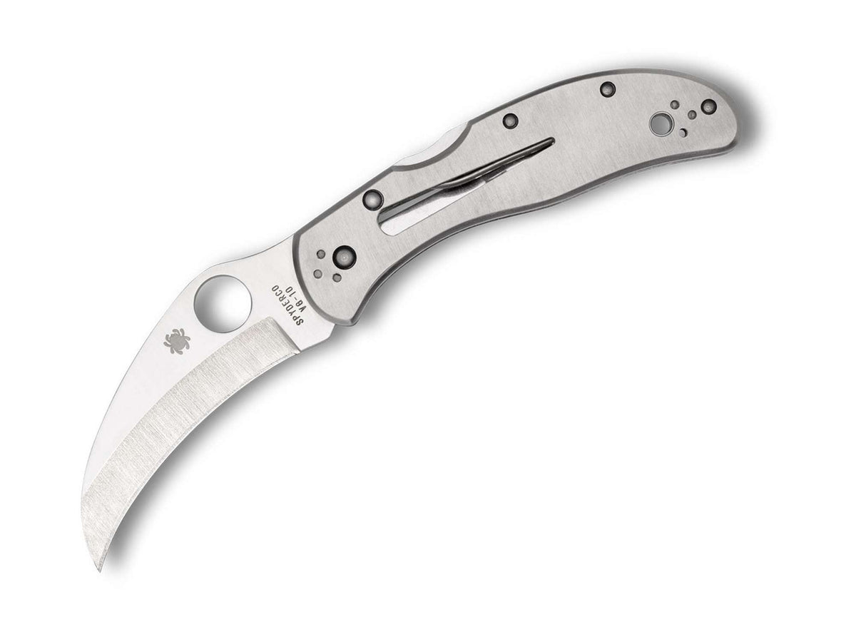 Briceag Harpy Clipit Stainless PlainEdge Spyderco- Lama tip Hawkbill, Maner Otel Inox