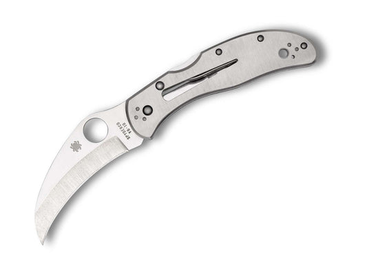 Briceag Harpy Clipit Stainless PlainEdge Spyderco- Lama tip Hawkbill, Maner Otel Inox