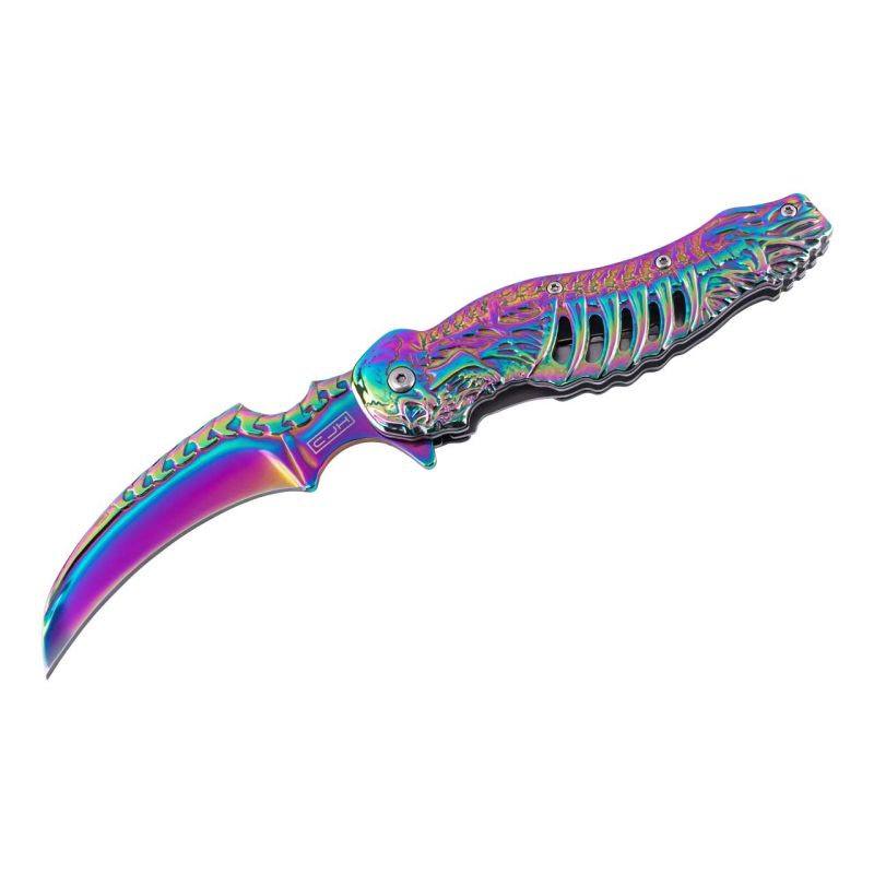 Briceag Herbertz CJH Einhandmesser Rainbow CJH - Oțel 420, Linerlock, Scheletizat