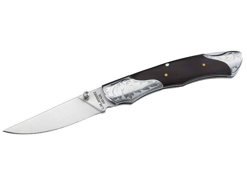 Briceag Herbertz CJH Springmesser - Oțel 420, Mâner Pakkaholz, Button Lock