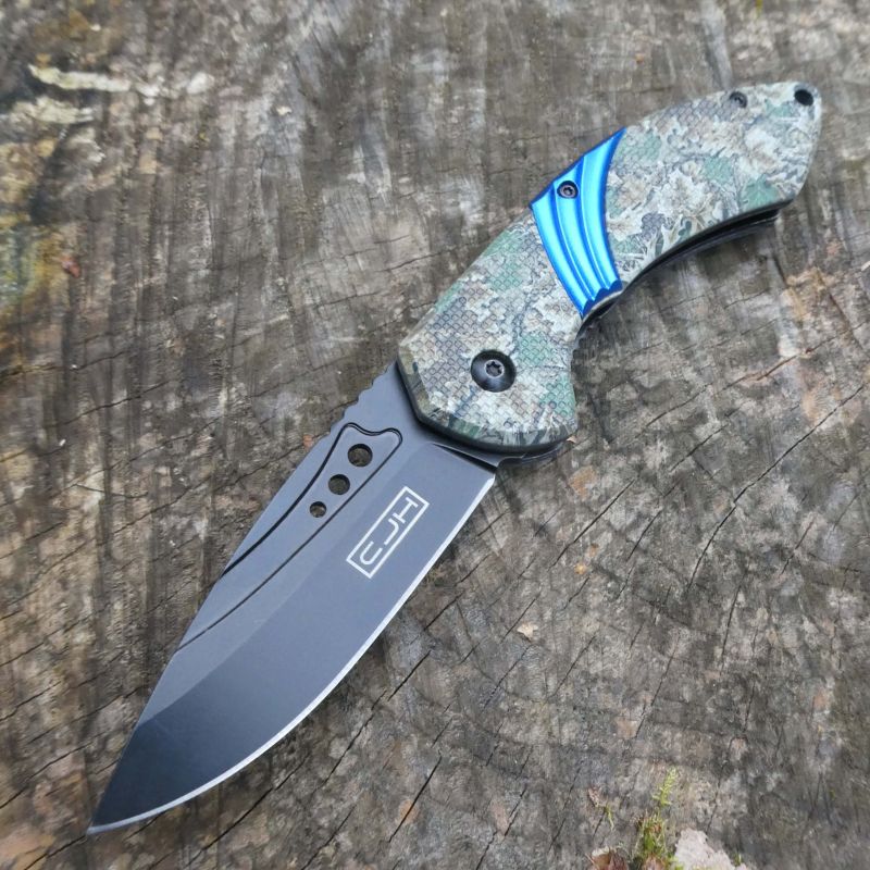 Briceag Herbertz CJH Taschenmesser Camo/Albastru CJH - Oțel 420, Linerlock