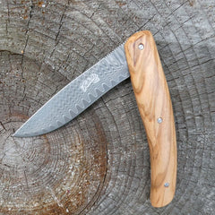 Briceag Herbertz Selektion Taschenmesser - Damasc, Mâner Olivenholz, Slipjoint