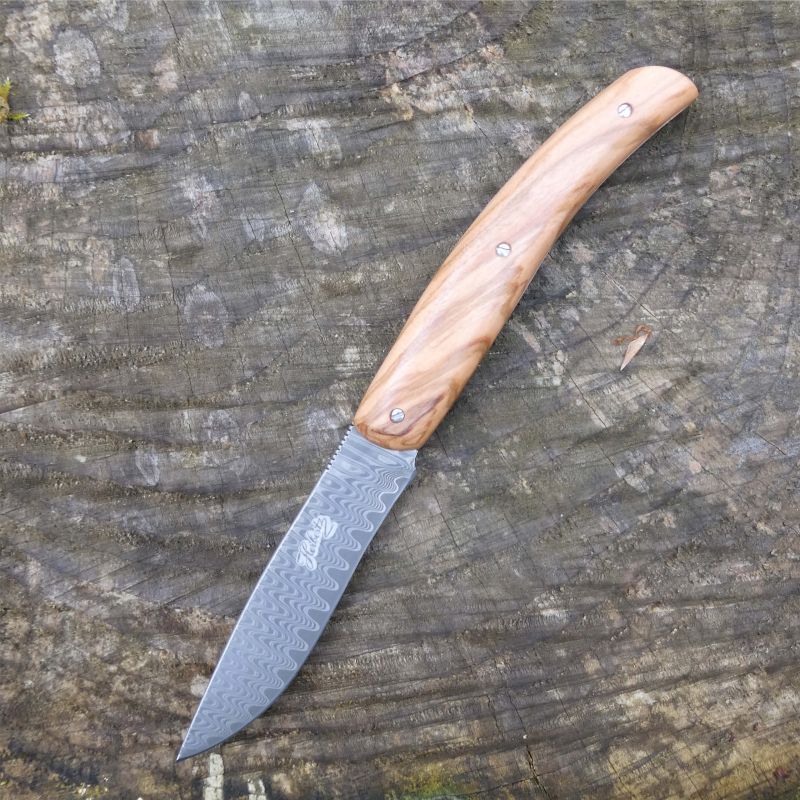 Briceag Herbertz Selektion Taschenmesser - Damasc, Mâner Olivenholz, Slipjoint