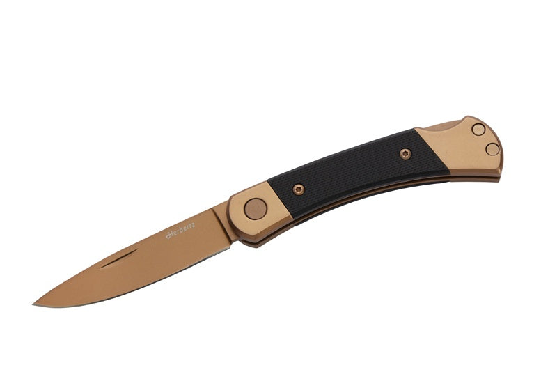 Briceag Herbertz Taschenmesser Titanbeschichtung Rosengold D2, Small - D2, Închidere Pliabilă
