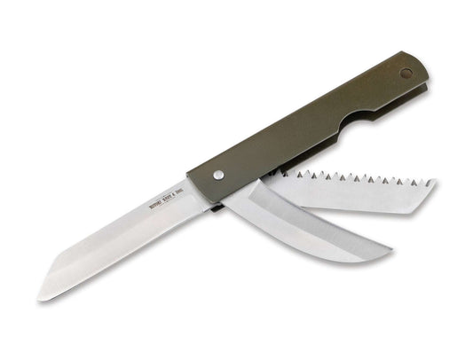 Briceag History Knife & Tool Japanese Army Pen Knife Saw & Hawkbill Boker- 3 Lame, Olive Drab