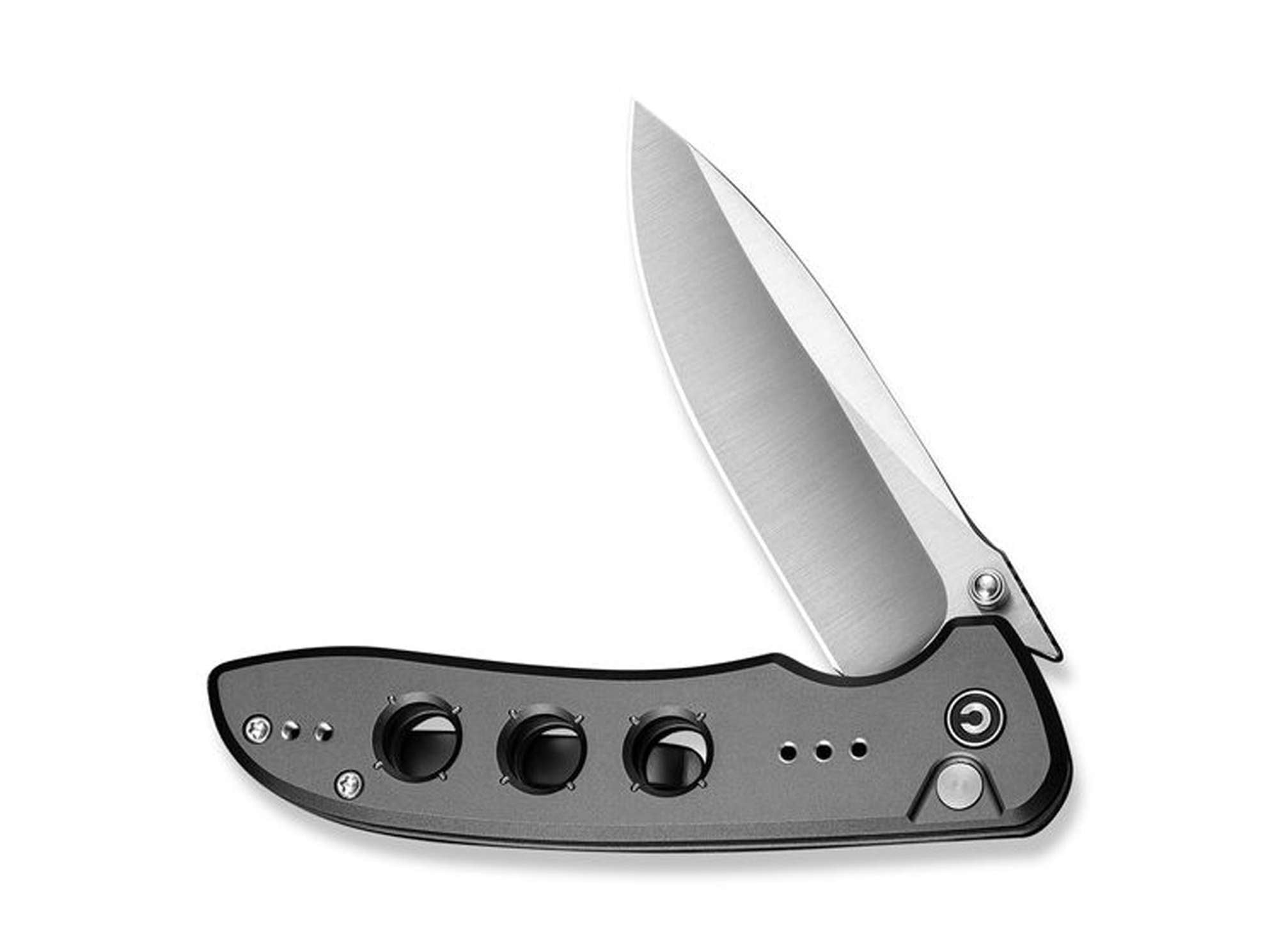 Briceag Hyperpulse Aluminum Gray CIVIVI- Lamă cu rulment, Blocare Button Lock