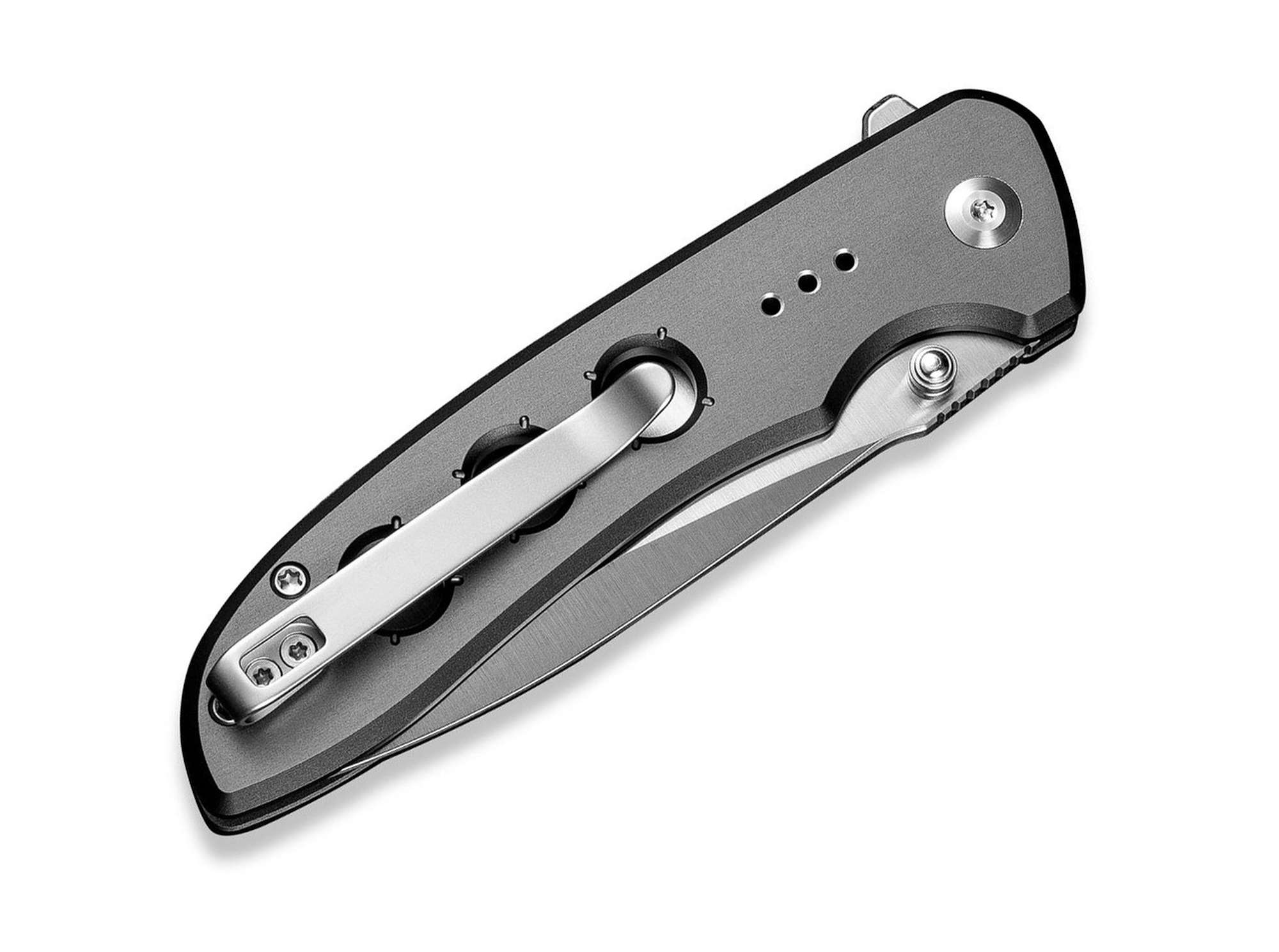 Briceag Hyperpulse Aluminum Gray CIVIVI- Lamă cu rulment, Blocare Button Lock