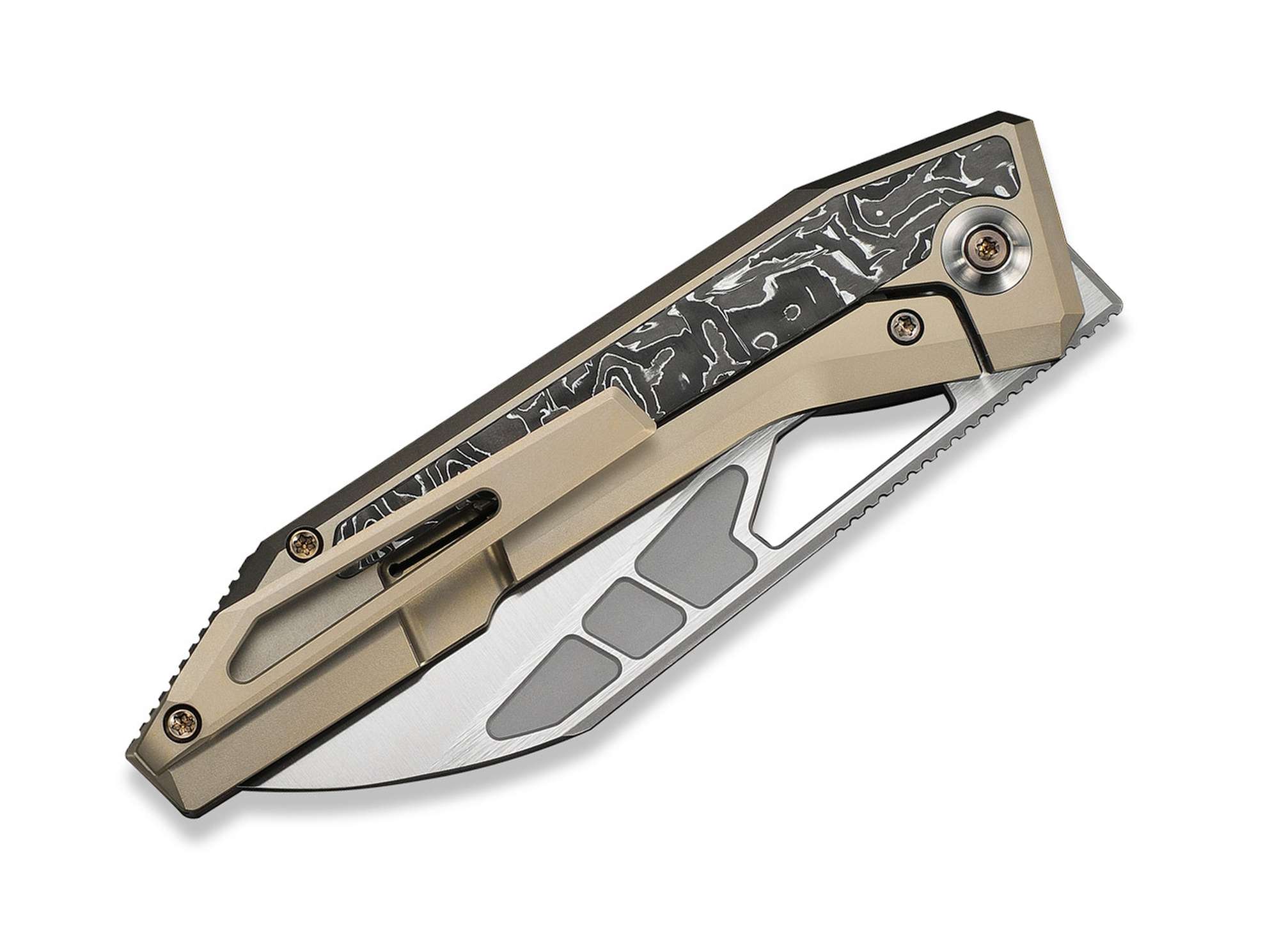 Briceag Inceptus M390 Campagne Ti Aluminum Foil CF WE Knife- Otel M390, Titan