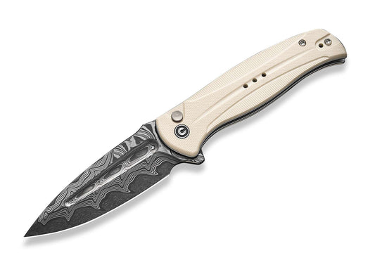 Briceag Incindie Damascus G10 Ivory CIVIVI- Lama Damasc, Sistem Button Lock