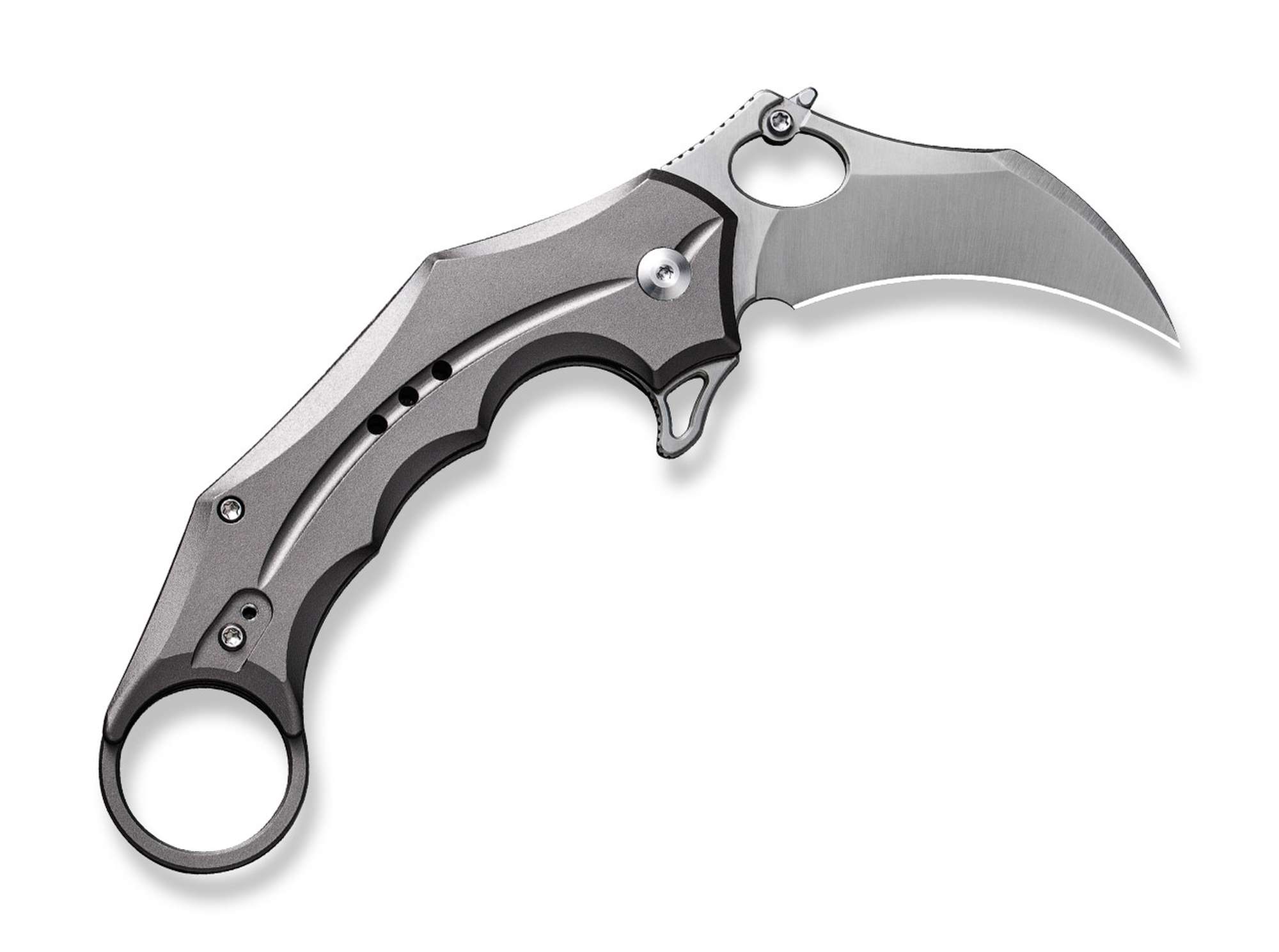 Briceag Incisor II Aluminum Grey CIVIVI- Design Karambit, Mecanism Button Lock