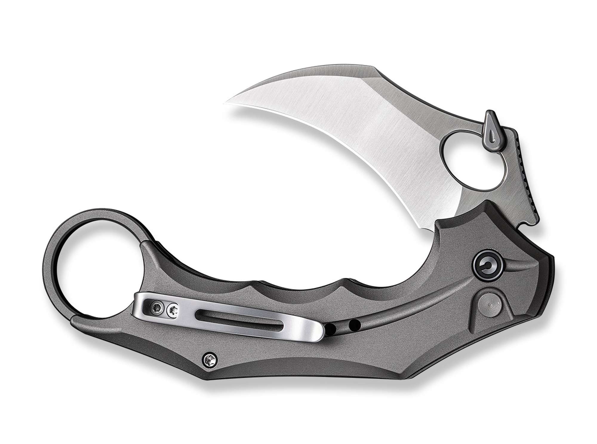 Briceag Incisor II Aluminum Grey CIVIVI- Design Karambit, Mecanism Button Lock