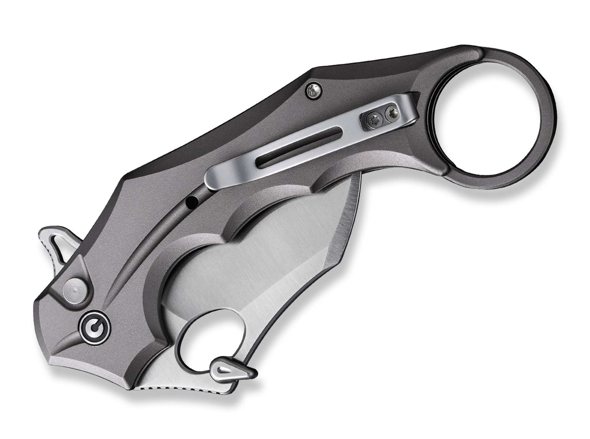 Briceag Incisor II Aluminum Grey CIVIVI- Design Karambit, Mecanism Button Lock