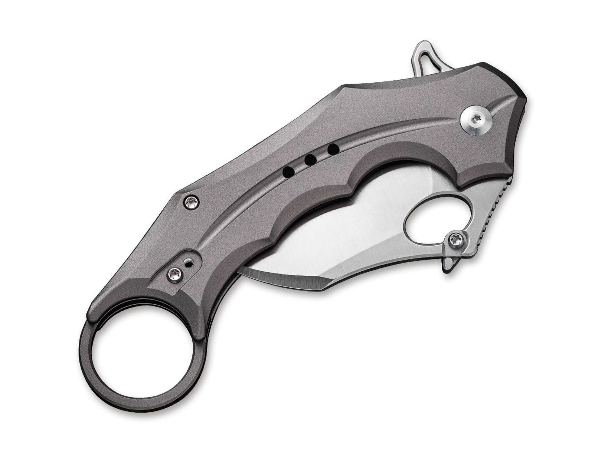 Briceag Incisor II Aluminum Grey CIVIVI- Design Karambit, Mecanism Button Lock