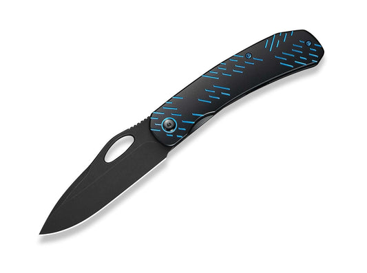 Briceag Inmate 20CV Ti Black & Blue Raindrops WE Knife- Lama CPM-20CV, Maner Titan