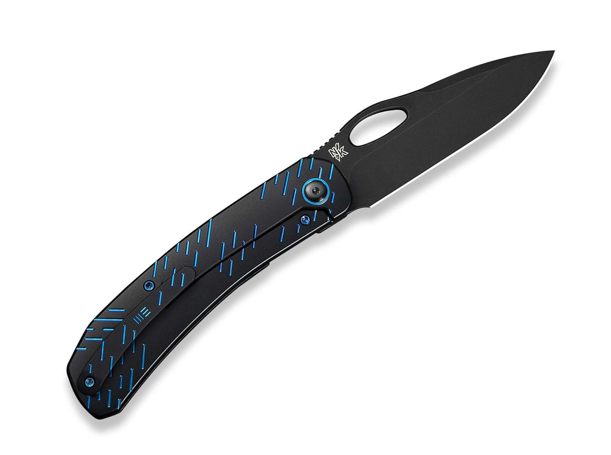 Briceag Inmate 20CV Ti Black & Blue Raindrops WE Knife- Lama CPM-20CV, Maner Titan