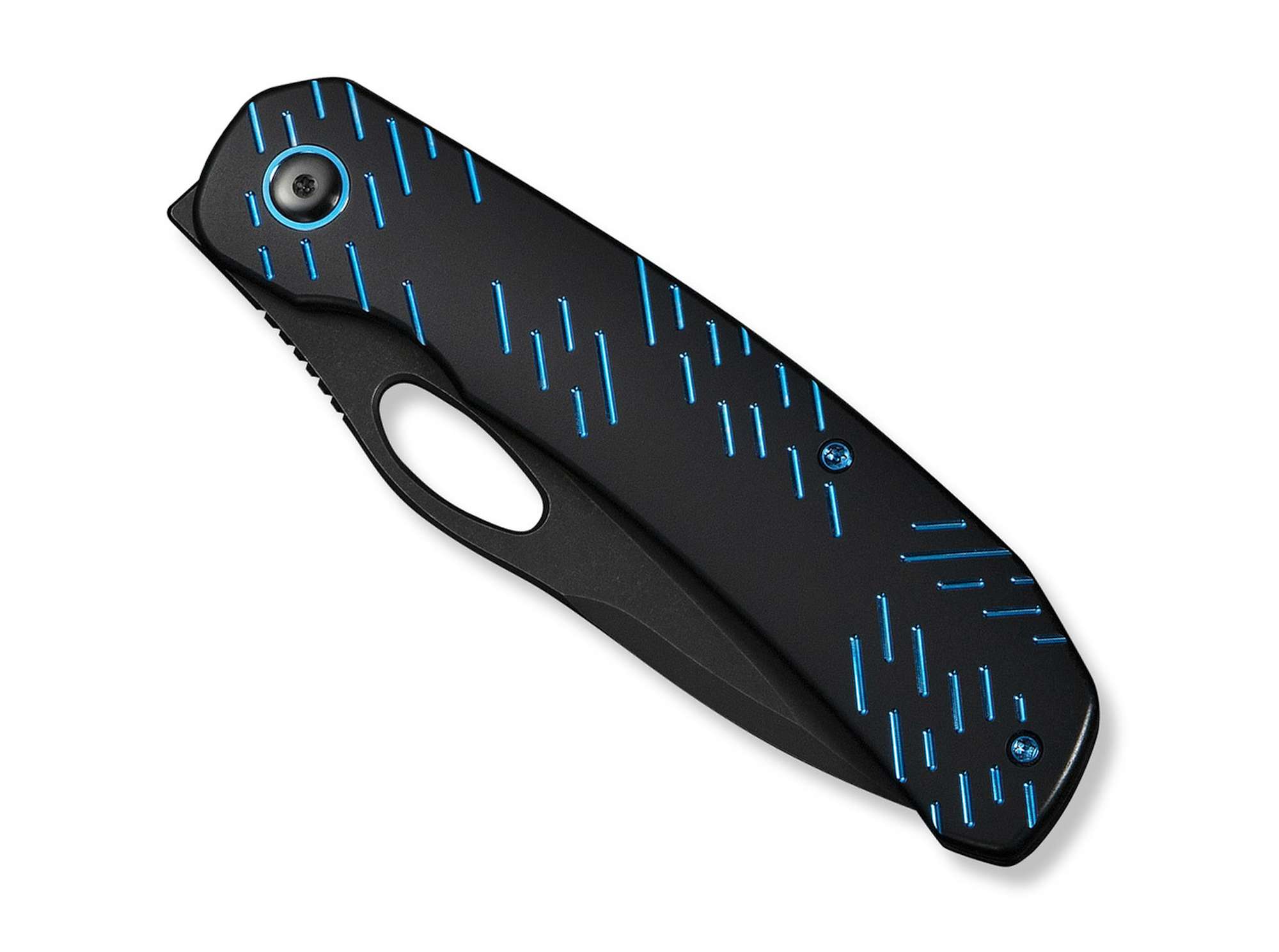 Briceag Inmate 20CV Ti Black & Blue Raindrops WE Knife- Lama CPM-20CV, Maner Titan