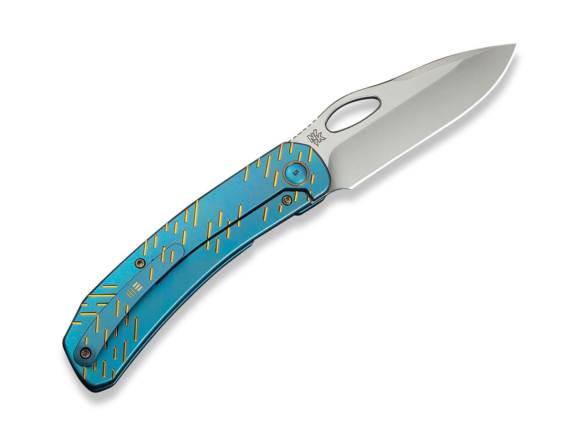 Briceag Inmate 20CV Ti Blue Golden Raindrops WE Knife- Elegant, Robust