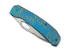 Briceag Inmate 20CV Ti Blue Golden Raindrops WE Knife- Elegant, Robust