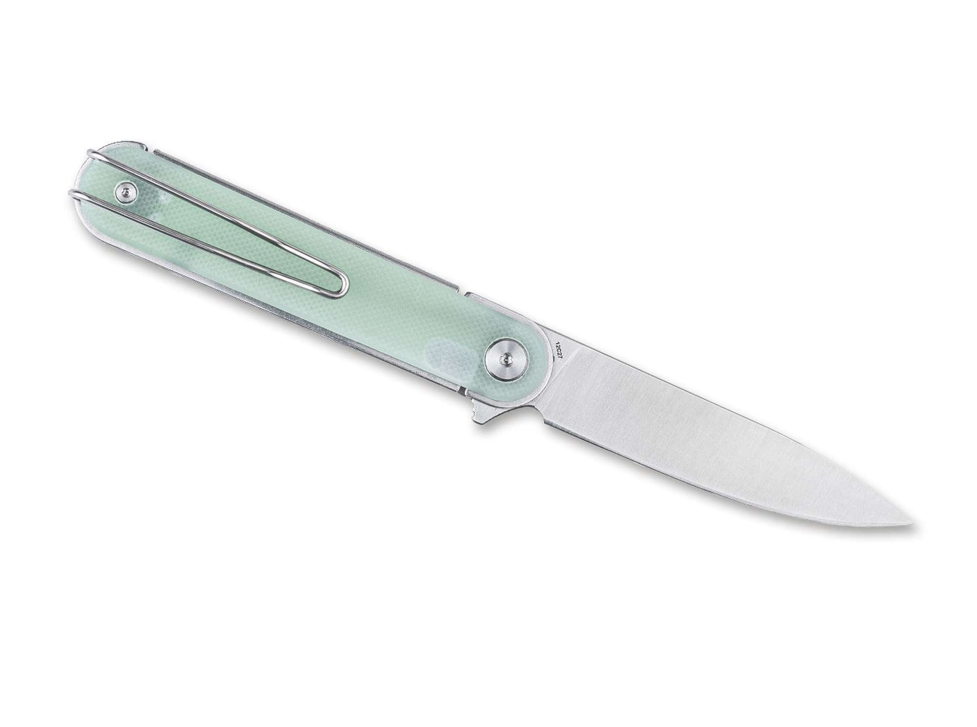 Briceag Iris Flipper G10 Natural Real Steel- Ultra-usor, Lama Drop-point