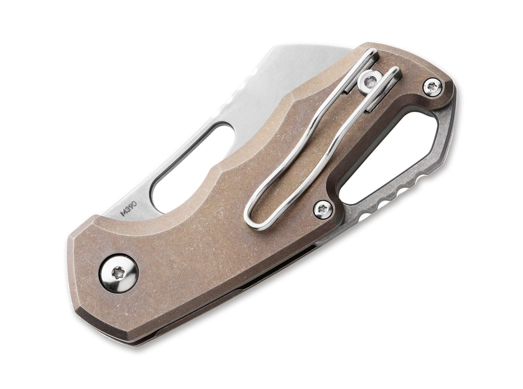 Briceag Isonzo M390 Cleaver Titanium Bronze MKM- Lama Cleaver M390, Maner Titan