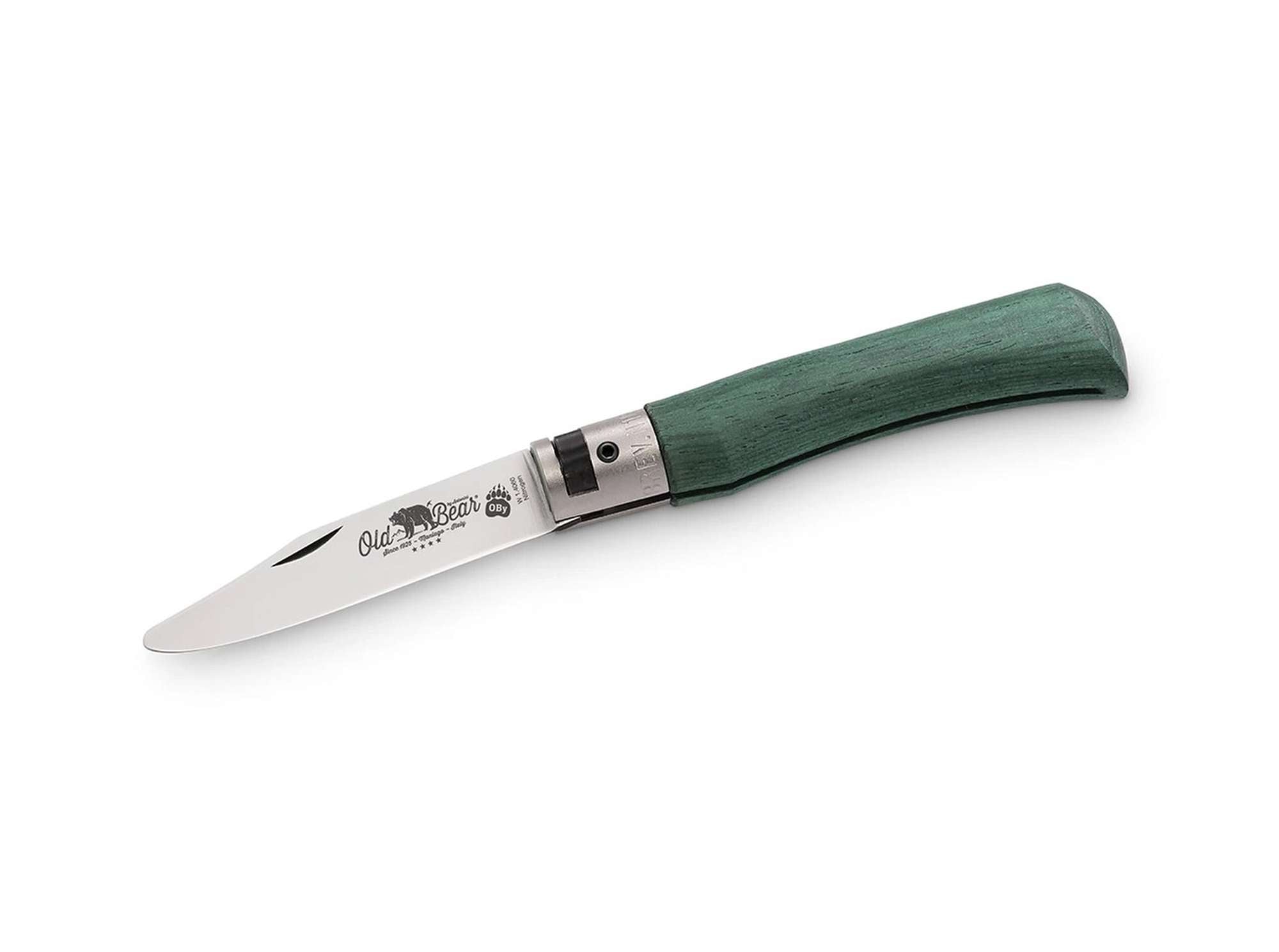 Briceag Junior S Green Old Bear- Lama cu varf rotunjit, Maner verde