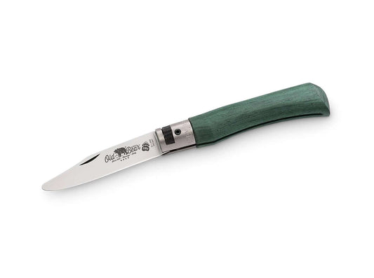 Briceag Junior S Green Old Bear- Lama cu varf rotunjit, Maner verde
