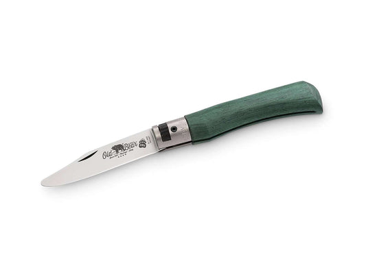 Briceag Junior S Green Old Bear- Lama cu varf rotunjit, Maner verde