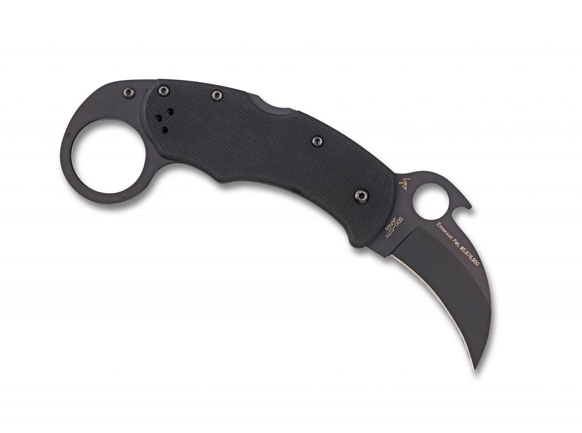Briceag Karahawk Black G10 Black Blade Spyderco- Lama VG-10 Neagra, Maner G10 Texturat