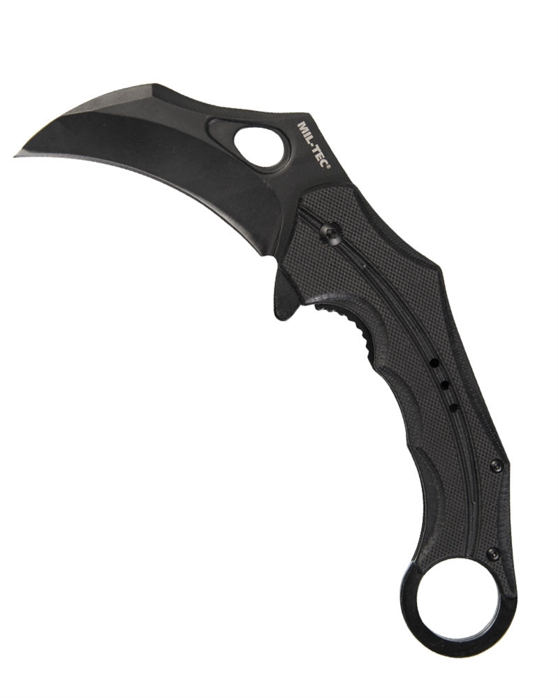 Briceag Karambit Mil-Tec G10 – Lamă 8 cm, Oțel 3Cr13MoV, Negru