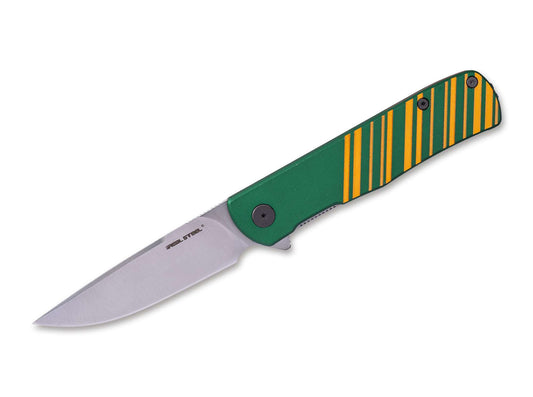 Briceag Karly Aluminum Green & Gold Real Steel- Lama VG-10, Maner Aluminiu