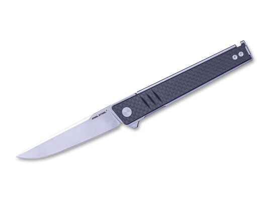 Briceag Kikashi G10 CF Black Real Steel- Maner G10 Carbon, Deschidere Flipper