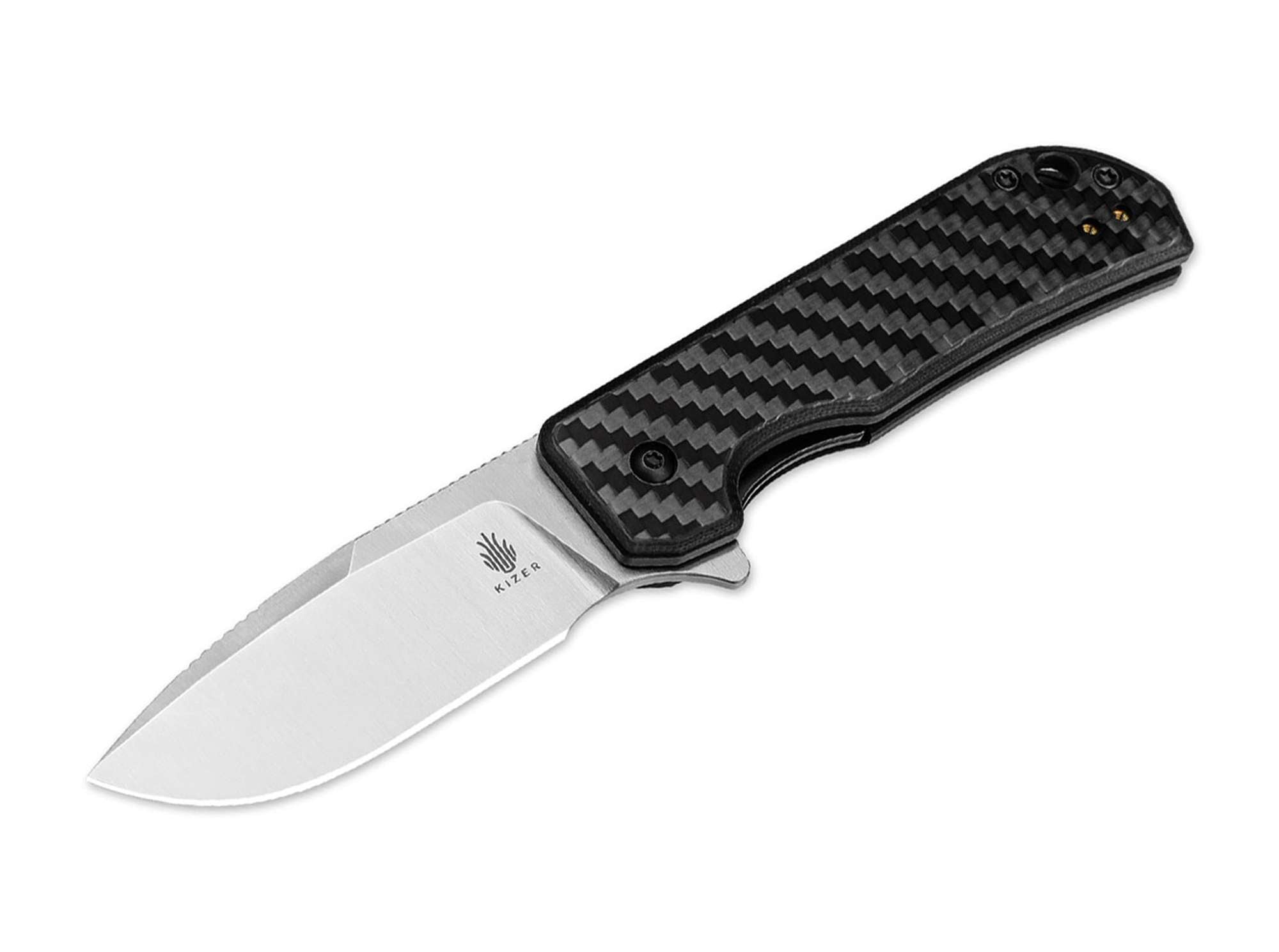Briceag Kizer Nice Guy CF- Maner Carbon, Lama Droppoint
