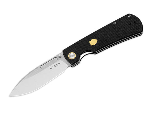 Briceag Kizer Retro Nitro-V Black G10 & Brass – Cuțit EDC Clasic cu Design Vintage