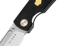 Briceag Kizer Retro Nitro-V Black G10 & Brass – Cuțit EDC Clasic cu Design Vintage