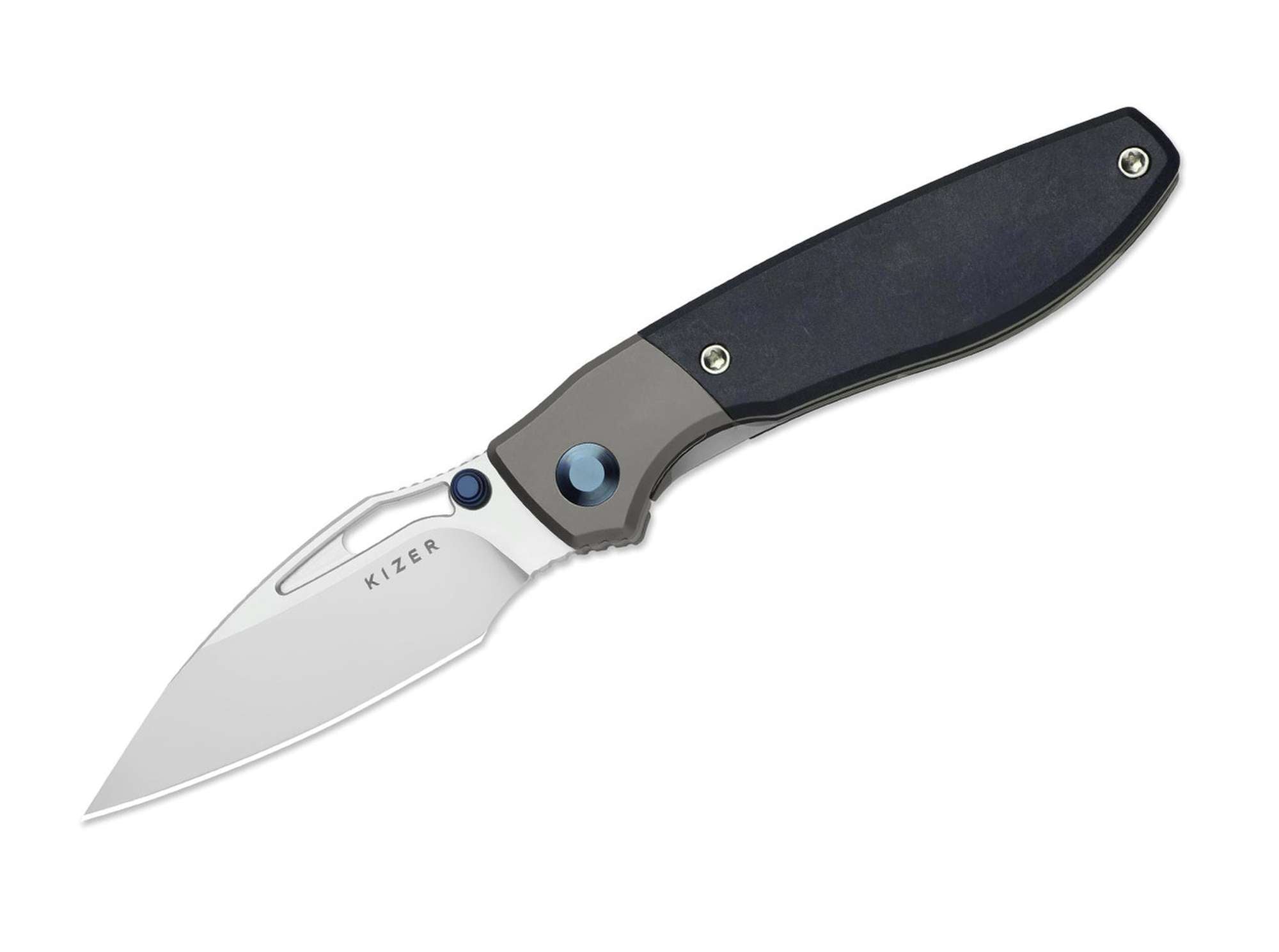 Briceag Kizer Shrike S45VN Ti Blue Richlite – Cuțit EDC Ultra Ușor Premium