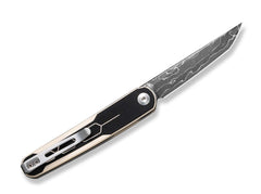 Briceag KwaiQ Milled G10 Ivory & Black Damascus CIVIVI- Lama Damasc, Maner G10