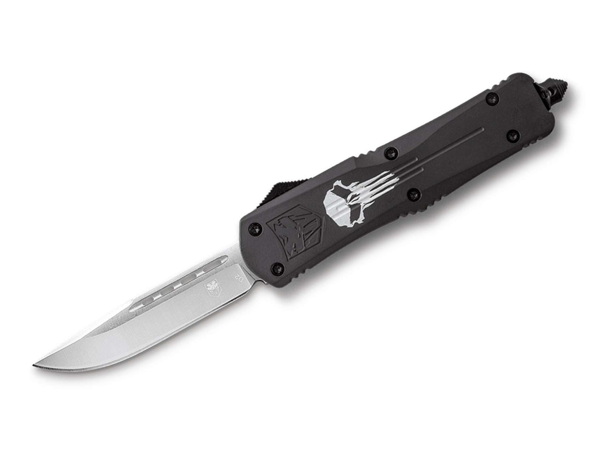 Briceag Large Black Punisher FS-3 Drop CobraTec- Lama D2 Drop Point, Mecanism OTF