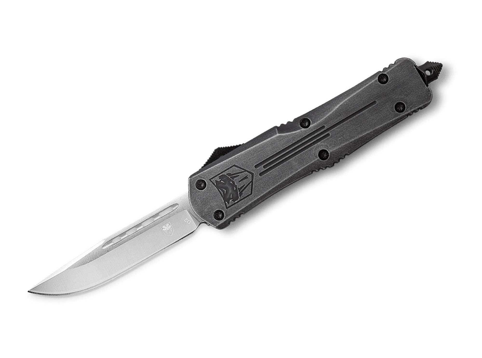 Briceag Large Stonewash FS-3 Drop CobraTec- Lamă D2 Drop Point, Mecanism OTF