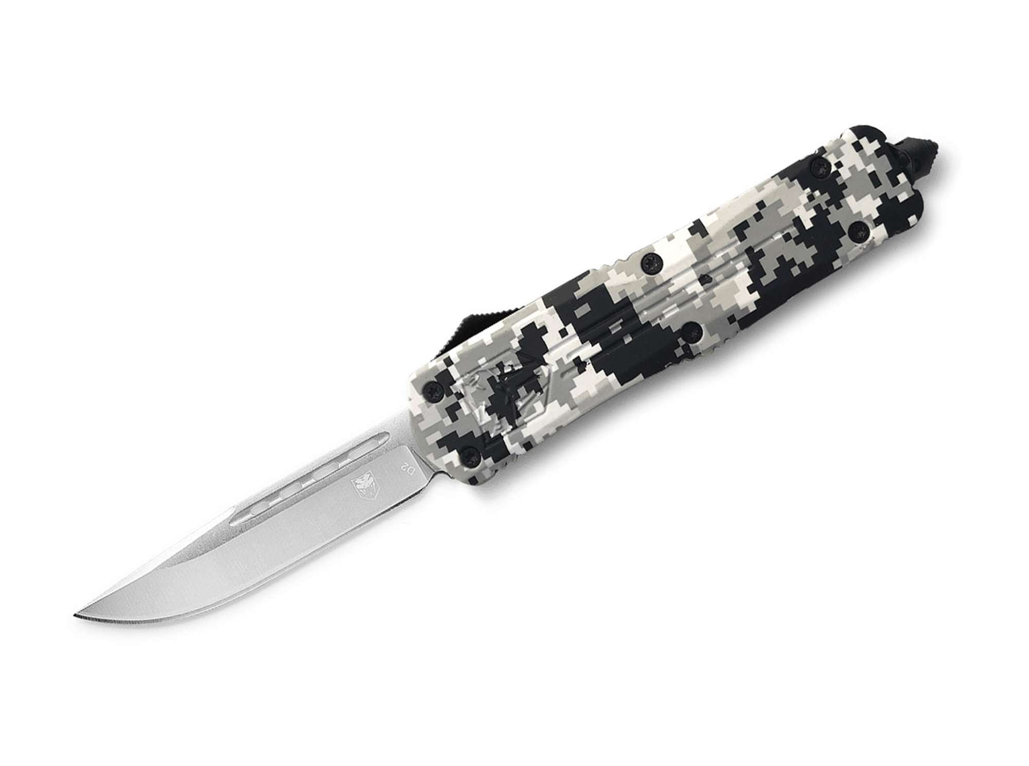 Briceag Large Winter Digi Camo FS-3 Drop CobraTec- Mecanism OTF, Lama D2 Drop Point