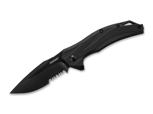 Briceag Lateral Black Serrated Kershaw- Lama Semiserrata, Deschidere Asistata
