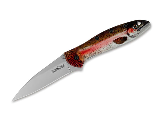 Briceag Leek Aluminum Rainbow Trout Kershaw- Design Pescuit, Lama Asistata