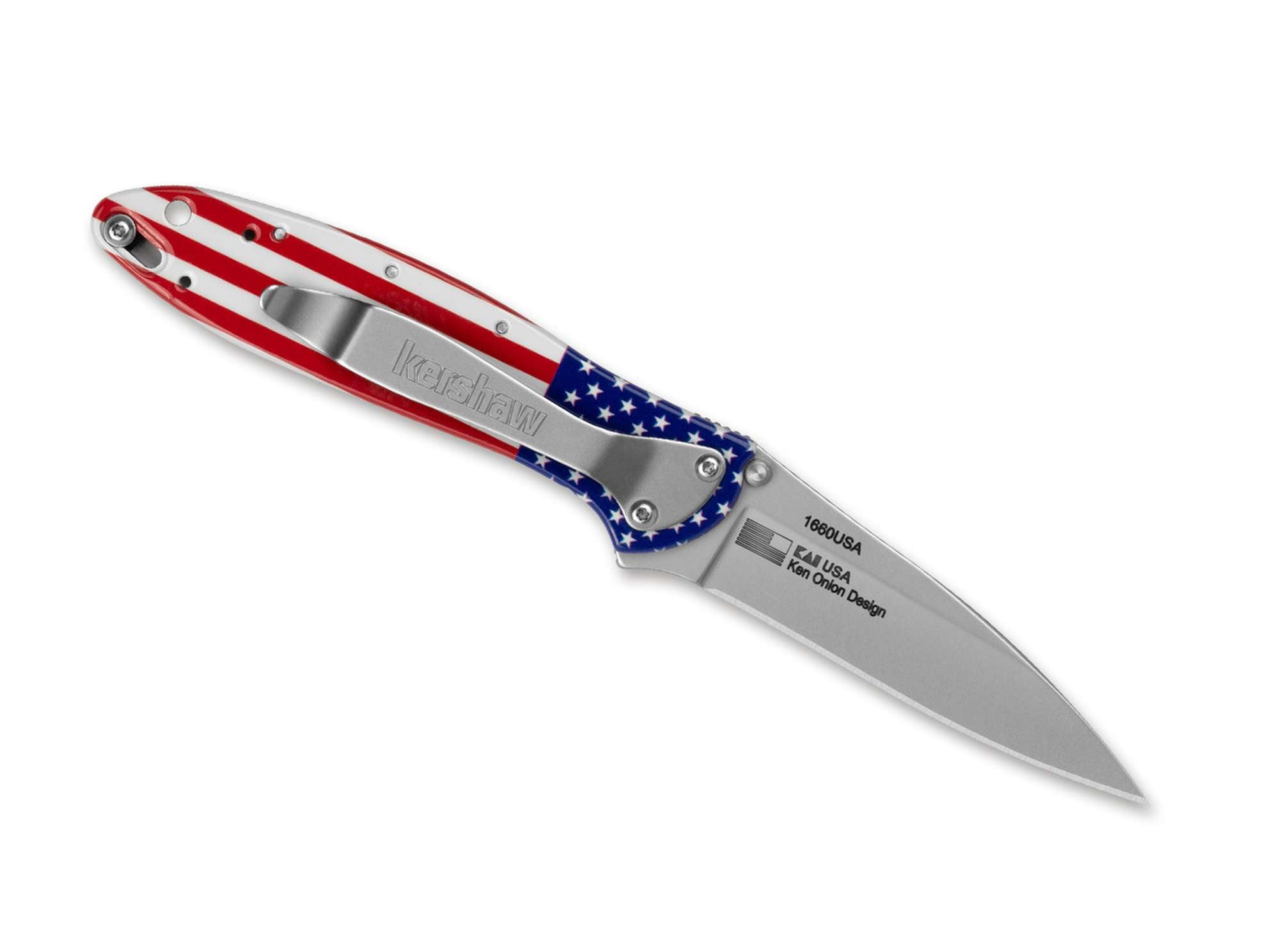 Briceag Leek Aluminum USA Flag Kershaw- Maner Drapel SUA, Deschidere Asistata
