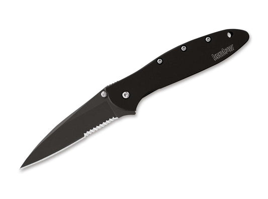Briceag Leek Black Serrated Kershaw- Lama partial zimtata, Finisaj Cerakote