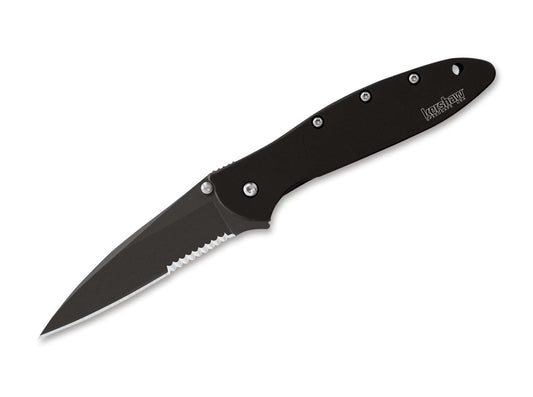 Briceag Leek Black Serrated Kershaw- Lama partial zimtata, Finisaj Cerakote