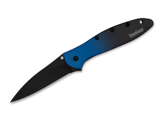Briceag Leek Blue Black Kershaw- Mâner Aluminiu Gradient, Lamă Neagră
