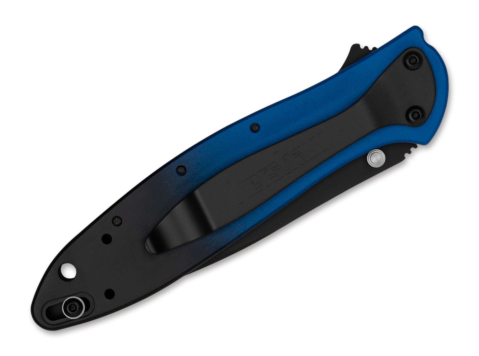 Briceag Leek Blue Black Kershaw- Mâner Aluminiu Gradient, Lamă Neagră