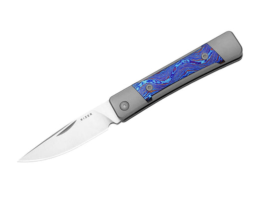 Briceag Little Grand M390 Ti & Ti Damascus Kizer- M390, Maner Ti Damascus
