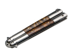 Briceag Magnum Balisong Wood Large Böker- Maner Lemn, Design Usor