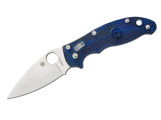 Briceag Manix 2 Transluscent Handle Blue Plain Spyderco- Versiune Usoara, Fabricat in SUA